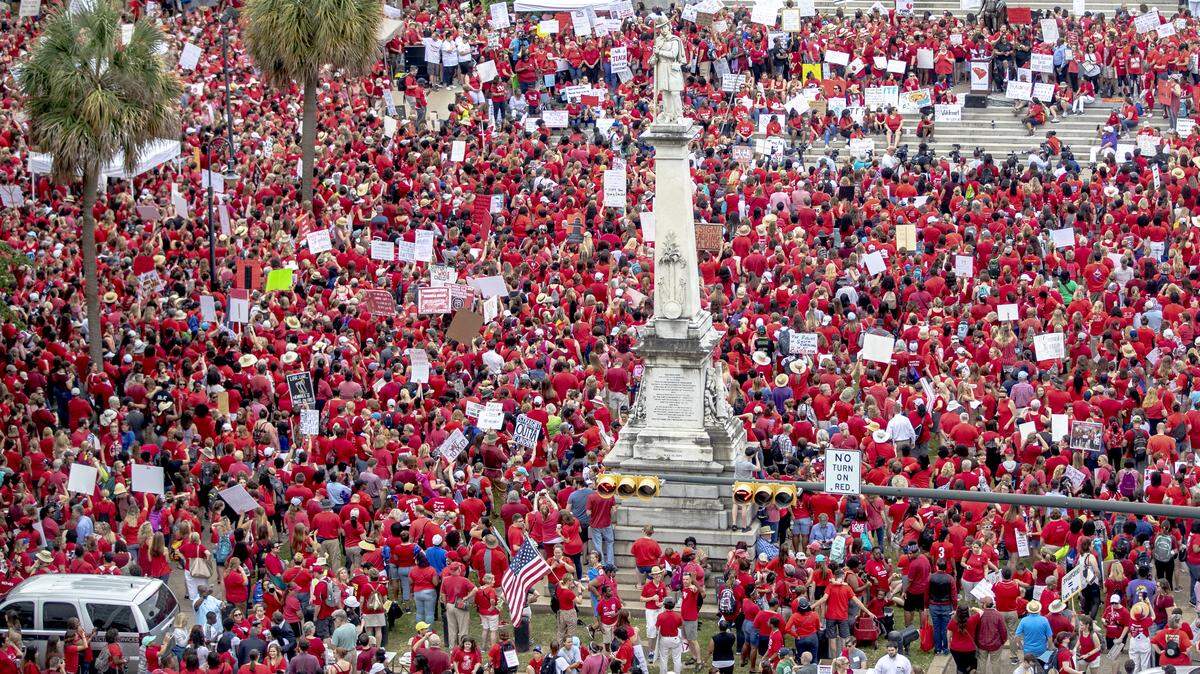 An estimated 10,000 students, teachers and advocates marched in the SC for ED rally to the South Carolina State House Wednesday May 1, 2019, in Columbia. 
