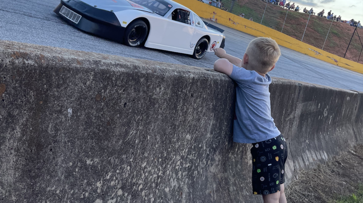 Racing is a family sport and Jaxx Manley loves watching his dad, driver Jackie Manley race.