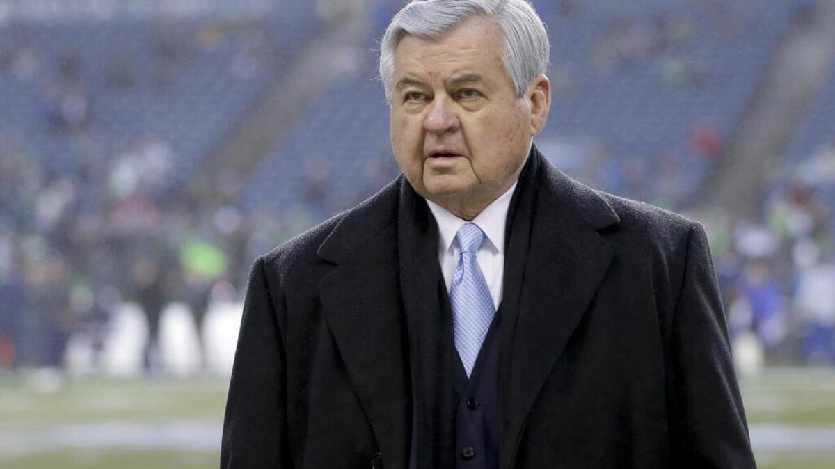 Carolina Panthers owner Jerry Richardson walks on the field before an NFL divisional playoff football game against the Seattle Seahawks in Seattle, Saturday, Jan. 10, 2015.