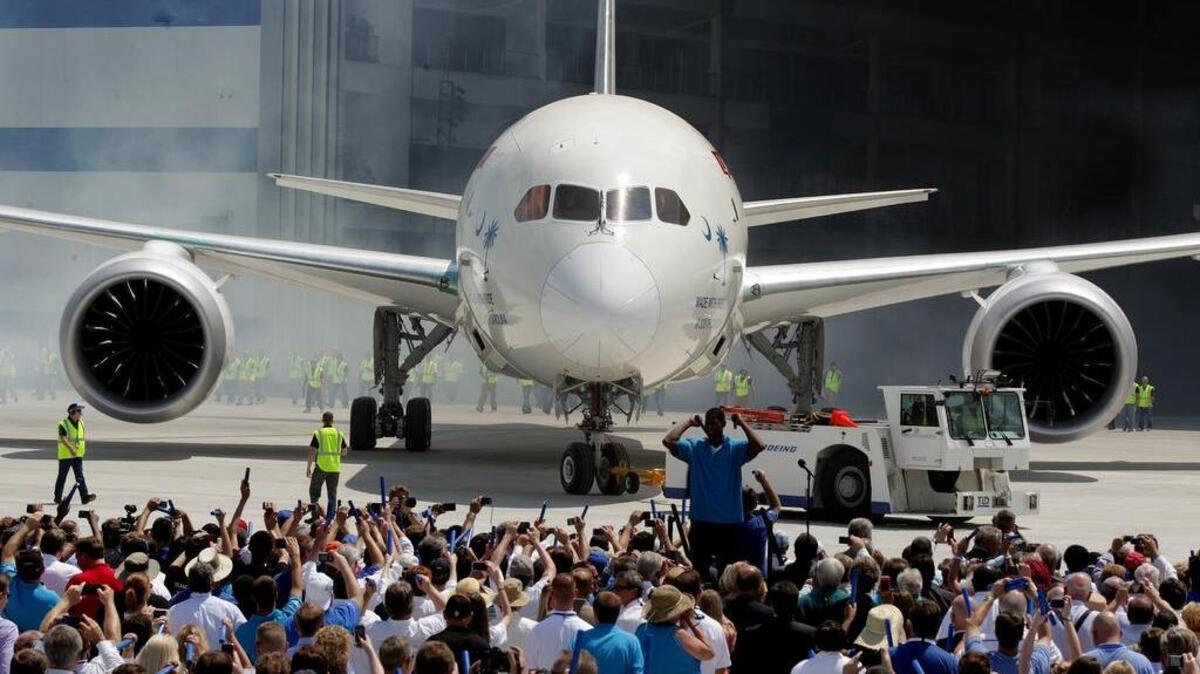 Thousands of people gathered for the Boeing 787 Dreamliner roll out ceremony at the North Charleston plant.