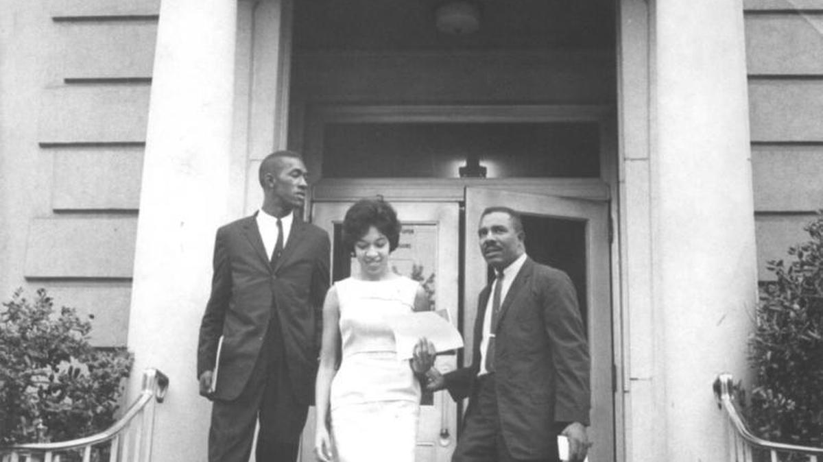 James Solomon, Henrie Monteith and Robert Anderson enroll at the Unversity of South Carolina in 1963 to become the first African-Americans to attend the school in 76 years.