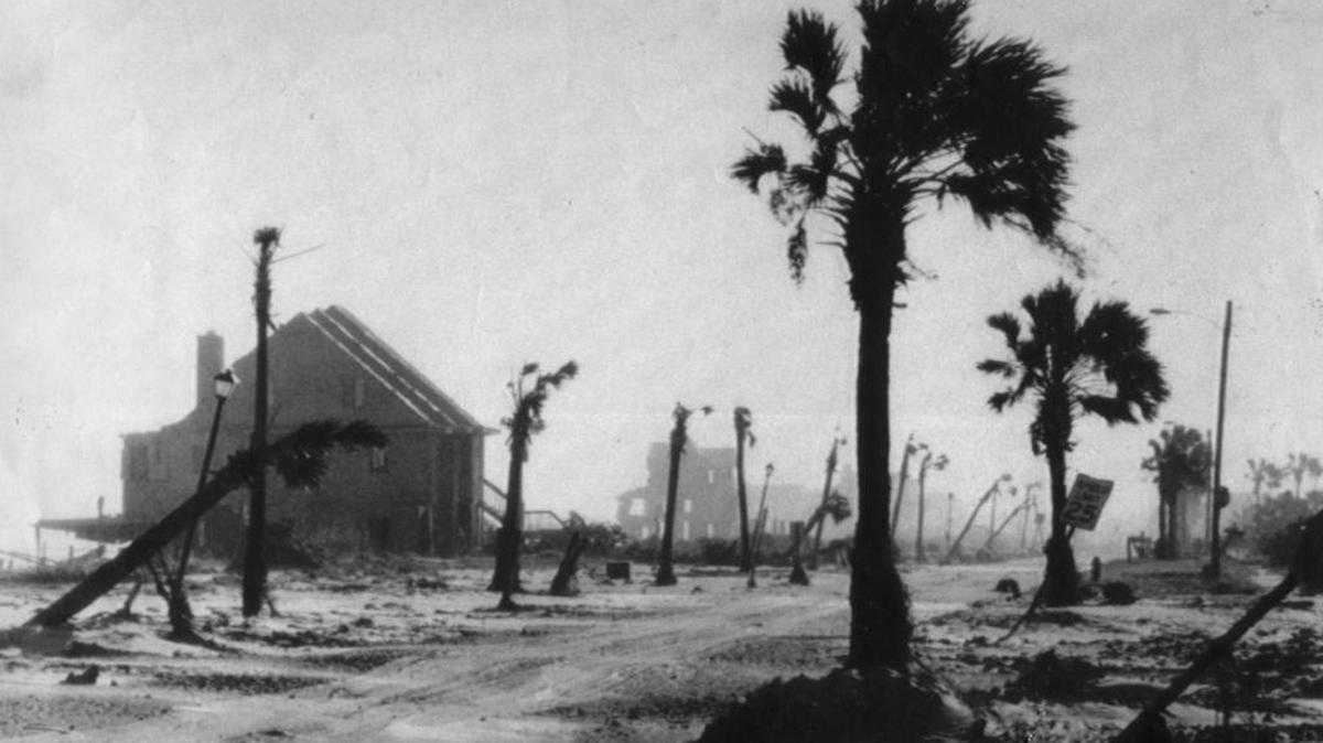 Hurricane Hugo swept over Ocean Drive on the Isle of Palms, a coastal barrier island near Charleston, leaving a ravaged aftermath scene.