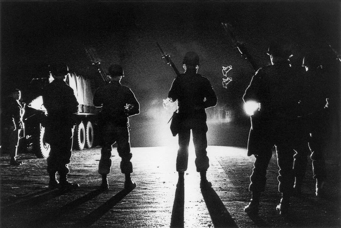 National Guard troops at a roadblock in Orangeburg, the night after the Orangeburg Massacre.