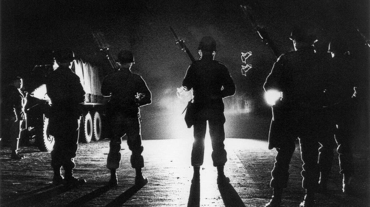 National Guard troops at a roadblock in Orangeburg, the night after the Orangeburg Massacre.