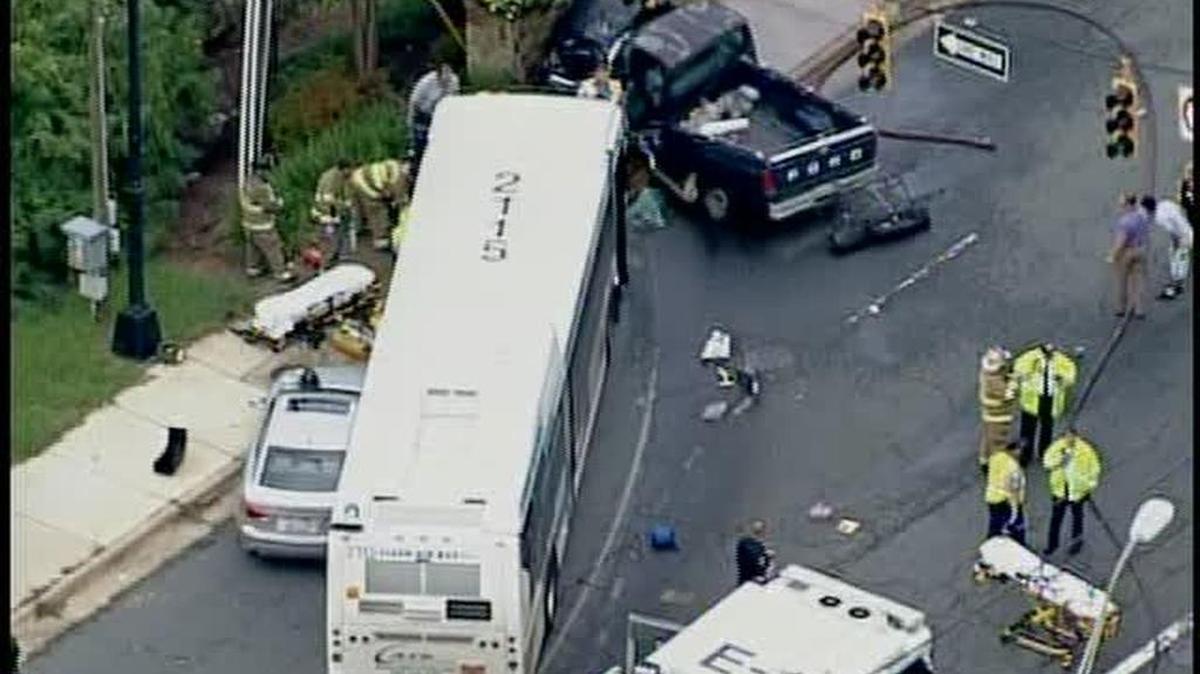 
One person was killed and 16 others were injured Monday in a vehicle crash involving a Charlotte Area Transit (CATS) bus in uptown Charlotte. The accident happened around 5 p.m. at the intersection of 3rd and McDowell Streets.
