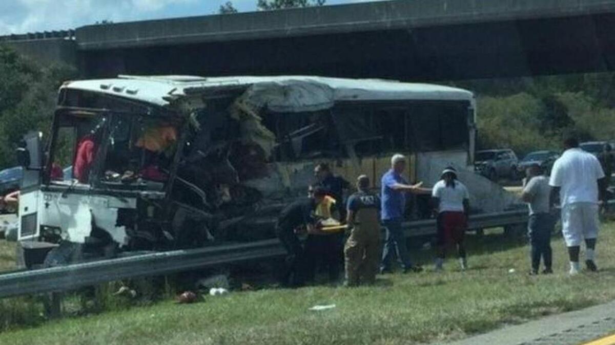 Four people were killed, including a 10-year-old boy, after a charter bus carrying football players from Rock Hill crashed near Hamlet, N.C., on Sunday. Troopers say a tire blowout caused the crash, which sent more than 40 other people to area hospitals.