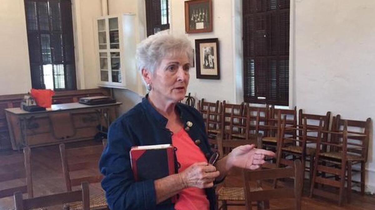 
Wayne Link, current president of the Pendleton Farmers Society, discusses the history of the organization in the room it has been meeting in since 1830. 
