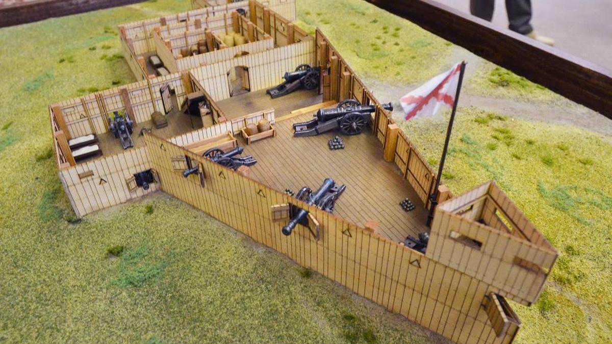 The scale model of the 16th century Spanish Fort San Marcos is shown during its unveiling on March 24, 2017 at the Santa Elena History Center.