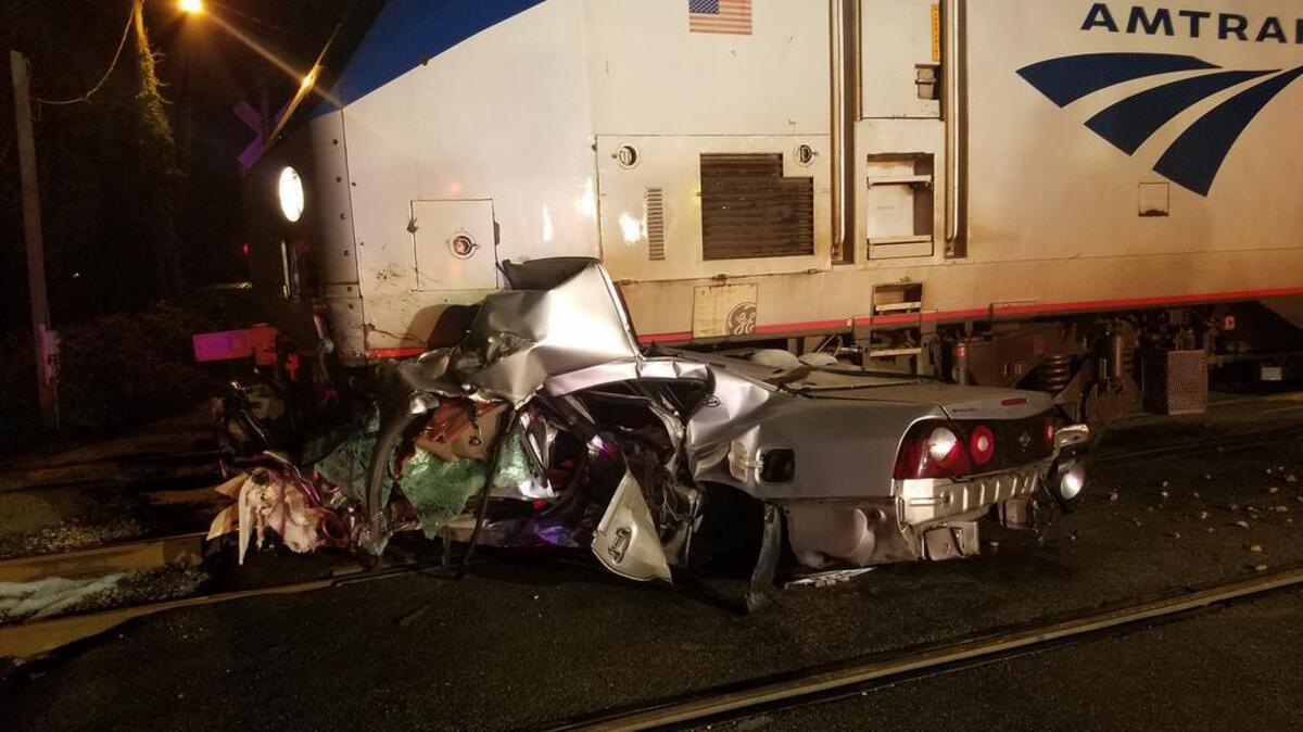 A train struck a car on Church Road in Hardeeville around 2:30 a.m. No injuries were reported and the train was not derailed.