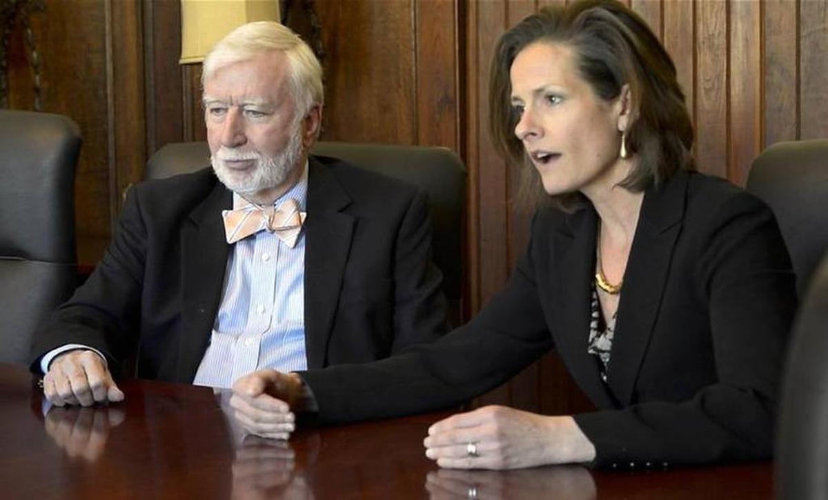 Charlotte defense attorneys Sonya Pfeiffer, right, and John Gresham talk during an interview on Wednesday, March 15, 2017. The attorneys take a jaundiced view at how colleges handle campus assault complaints. Gresham has gone after female accusers in cases which he thinks have been proven unwarranted.