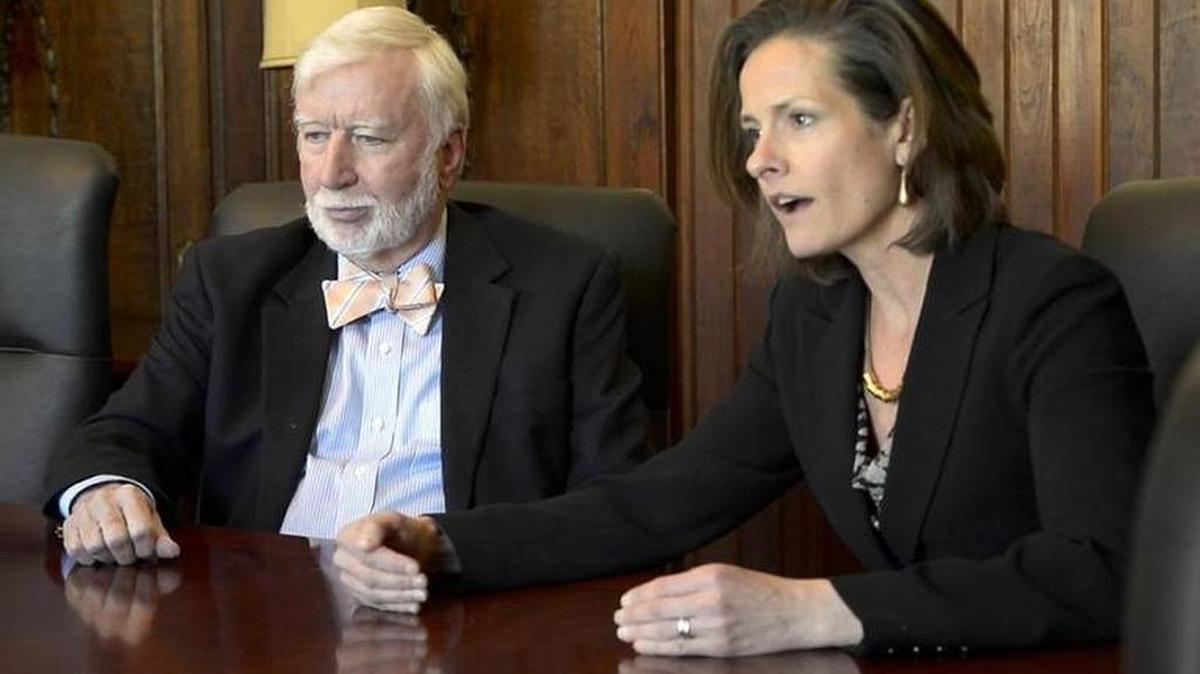Charlotte defense attorneys Sonya Pfeiffer, right, and John Gresham talk during an interview on Wednesday, March 15, 2017. The attorneys take a jaundiced view at how colleges handle campus assault complaints. Gresham has gone after female accusers in cases which he thinks have been proven unwarranted.