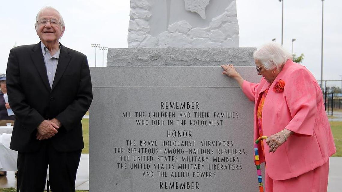 Hugo and Ellie Schiller are at the Butterfly Memorial Monument dedication ceremony on Holocaust Remembrance Day near Crabtree Gymnasium in The Market Common section of Myrtle Beach on Sunday, May 1, 2016.
