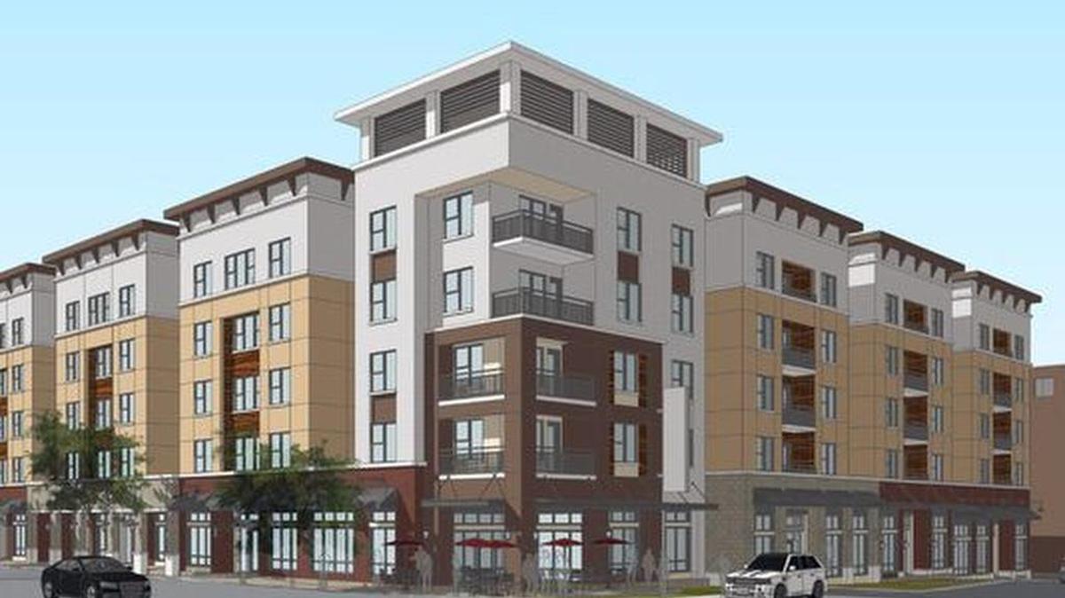 A new student apartment project planned for downtown Clemson, at the corner of College Avenue and Keowee Trail.