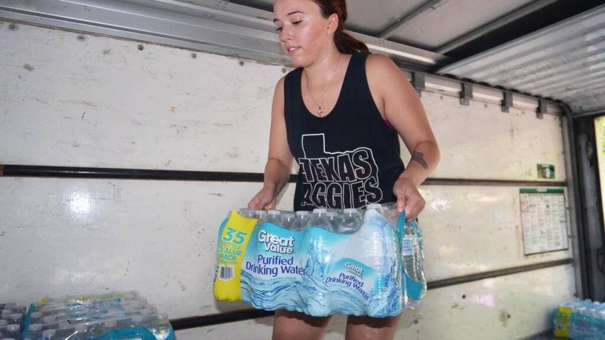 Beaufort's Gabriella Turner begins loading up a 12-foot U-Haul trailer on Friday with items to help the victims of Hurricane Harvey. The items she is taking to the Houston area were all collected from donations she solicited on social media.