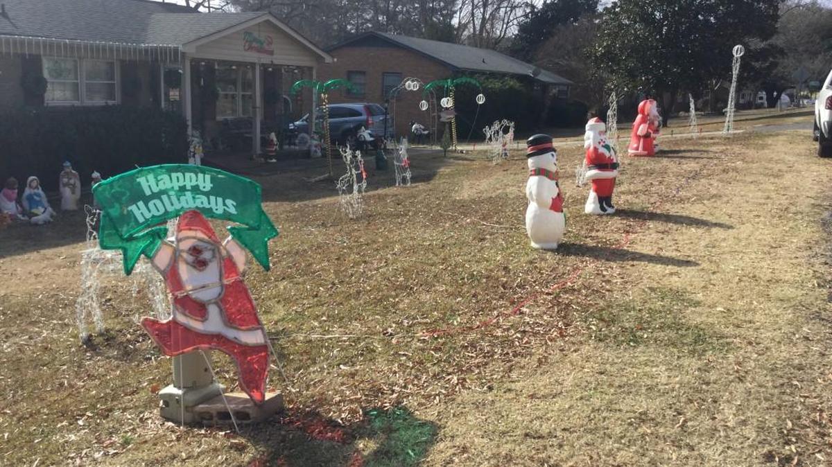 Police say a 71-year-old man was attacked by two dogs while he was decorating his yard in York, South Carolina.