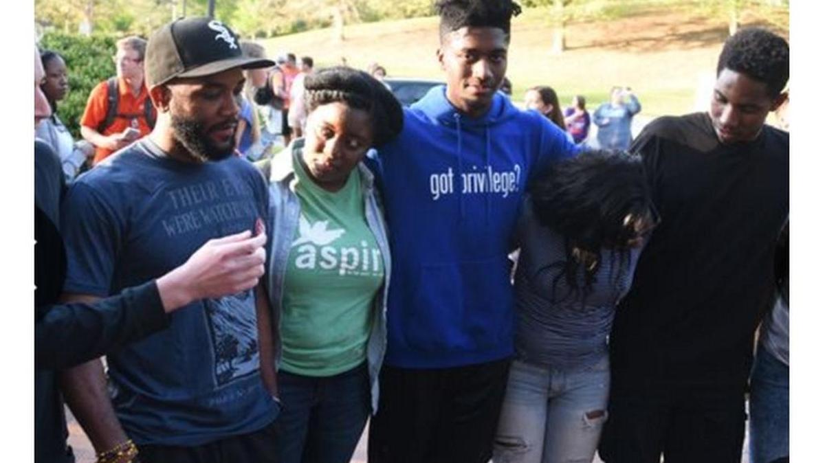 Five Clemson students protesting racism on campus were released after being arrested during a sit-in at Sikes Hall.