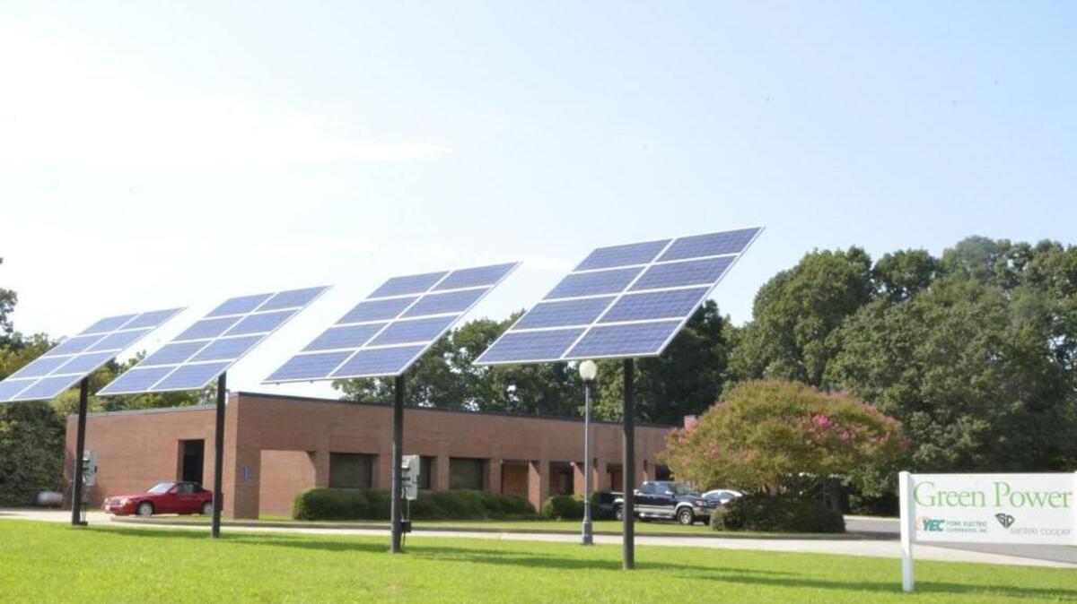 Sample solar panels at York Electric Cooperative’s Fort Mill substation. York Electric wants to put a solar farm in front of the Applied Technology Center in Rock Hill.