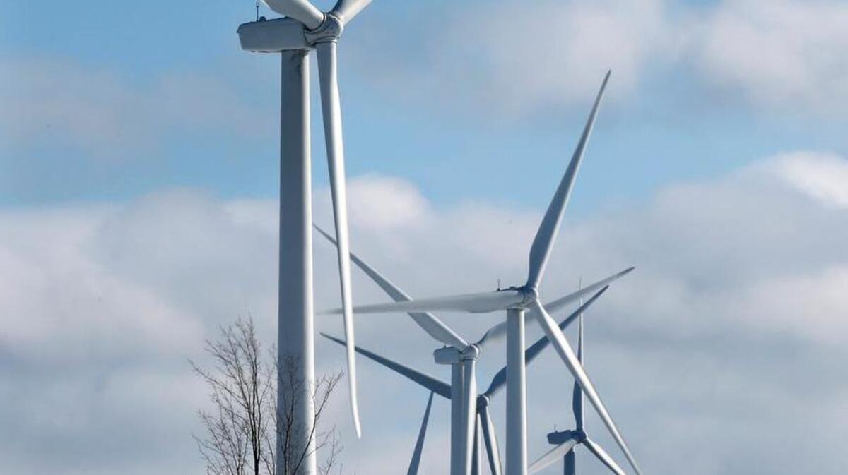 Large energy producing wind turbines are seen in Ellenburg, N.Y. Avangrid Renewables said Thursday its 104 wind turbines in North Carolina are now generating enough electricity for 60,000 homes.