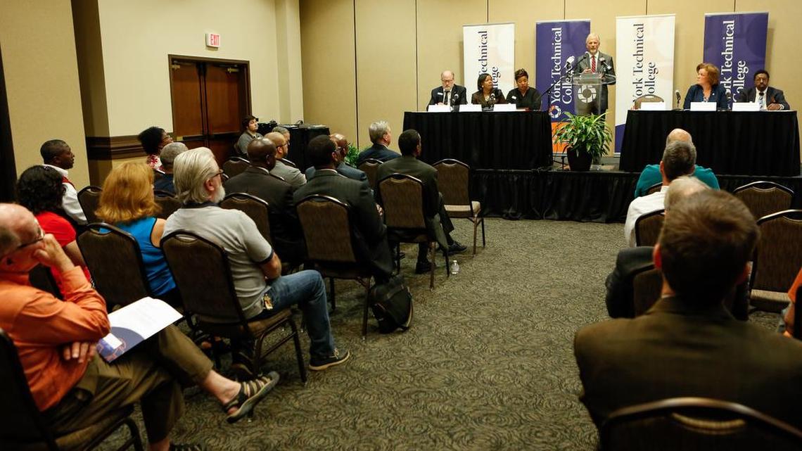 Dr. Greg Rutherford, president of York Technical College, holds a press conference in October to address the lease agreement with the South Carolina Division of The Sons of Confederate Veterans.