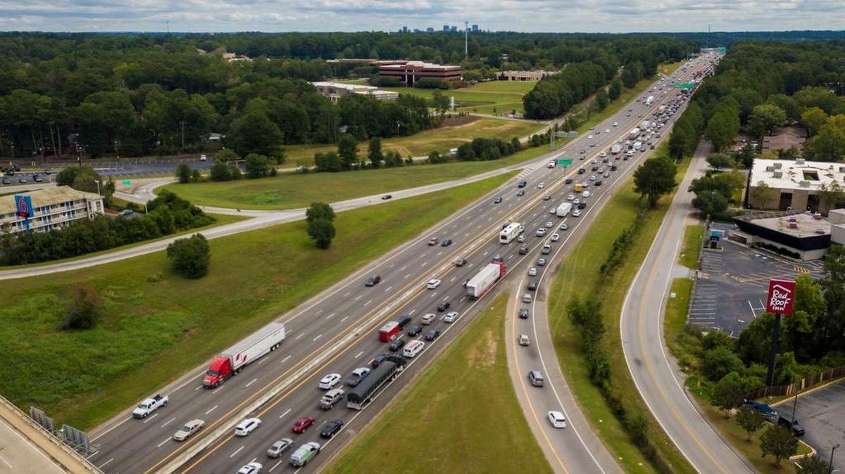 Traffic backs up on I-26 East near the St. Andrews Road exit in Columbia as Hurricane Irma evacuees return home.