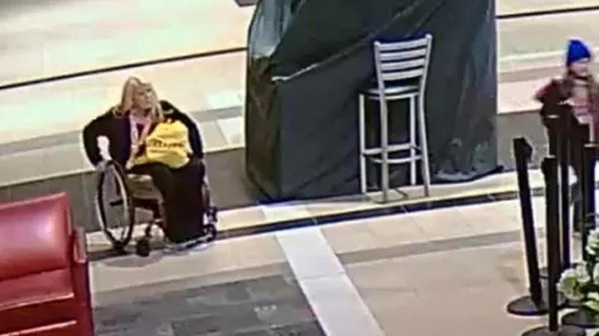 The Greenville Police Department is seeking a woman in a wheelchair in connection to a burglary at Haywood Mall Monday night.