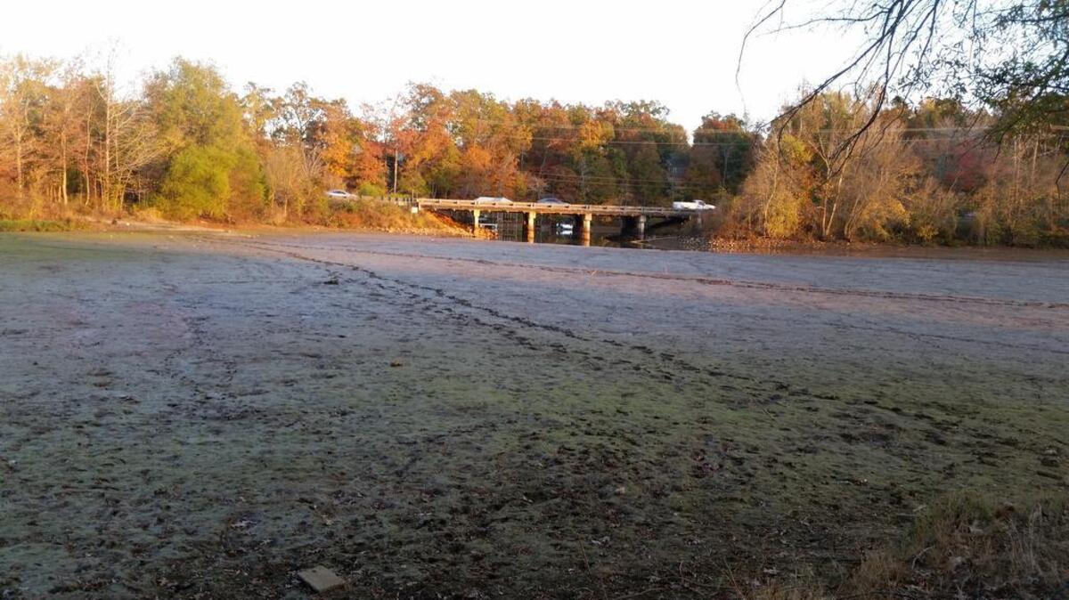 Mill Creek on Lake Wylie, a regular fishing spot, has gone dry due to drought conditions.