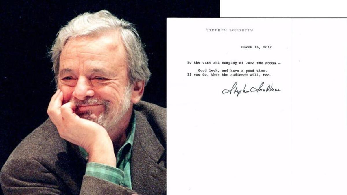Composer Stephen Sondheim and his letter sent to Hilton Head High School. BEV BYNUM / ASSOCIATED PRESS