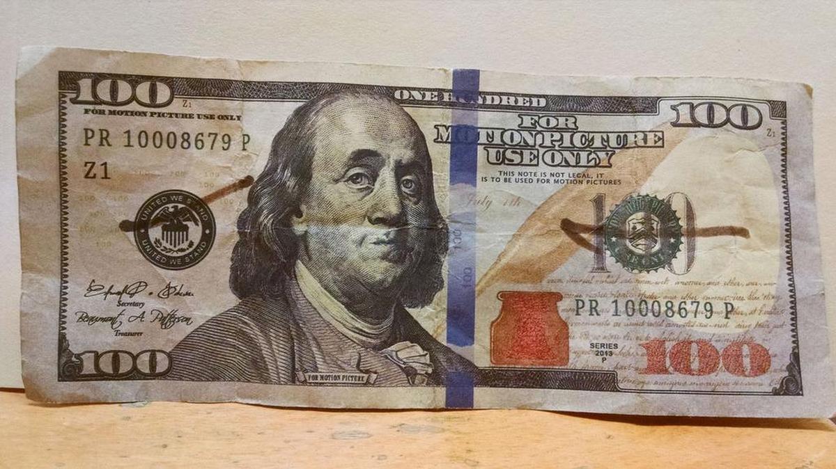 Counterfeit $100 bills found in Hemingway feature the words ‘for motion picture use only’ across the top, front and back.