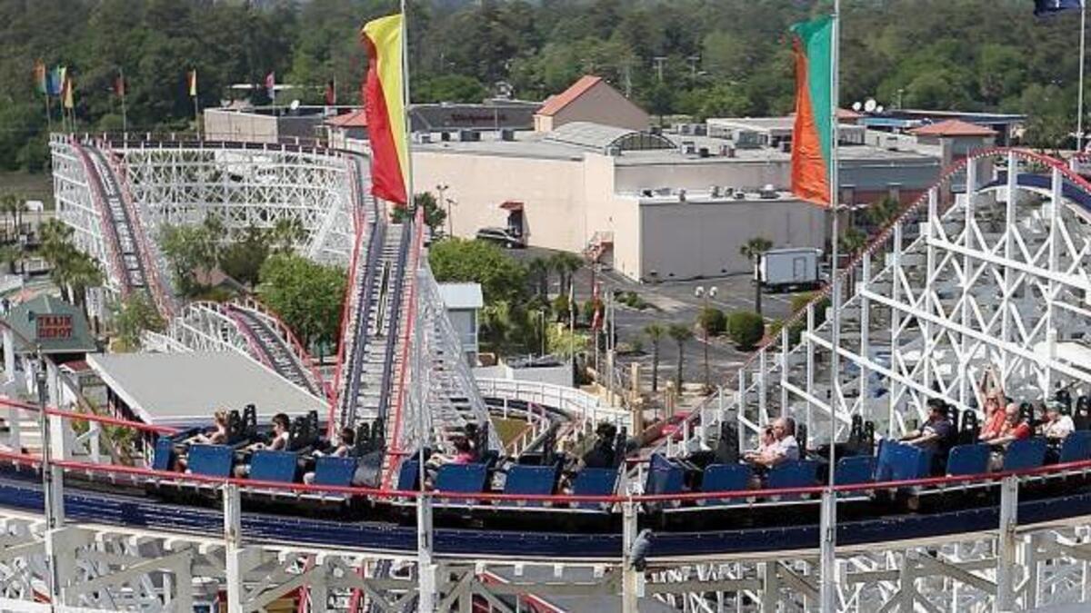 The Swamp Fox at Family Kingdom has been made a landmark by the American Coaster Enthusiasts on Friday, April 29, 2016. Built in 1966, the wooden coaster is 72 feet tall and 2,640 feet long. About 200 members of the coaster enthusiasts came to Family Kingdom to ride the Swamp Fox and dedicate a plaque.