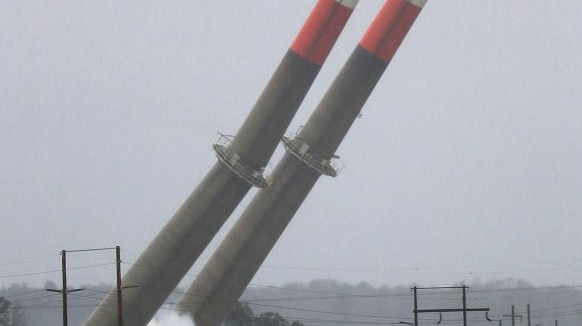 The 300-foot tall stacks fall at the Grainger Generation Station in Conway fell in 2016 as part of an effort to close coal plants that contribute to climate change. Natural gas and nuclear are viewed as ways to replace coal.