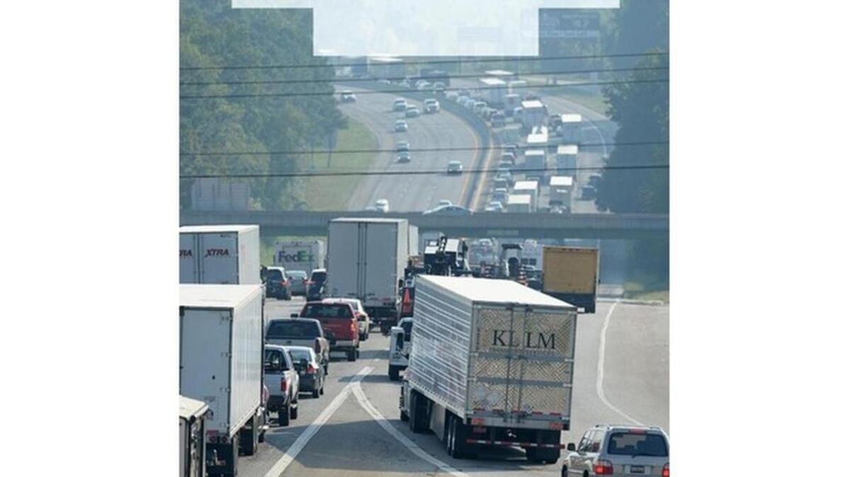 
Traffic backs up on I-85 North between Woodruff and Pelham roads in 2015 
