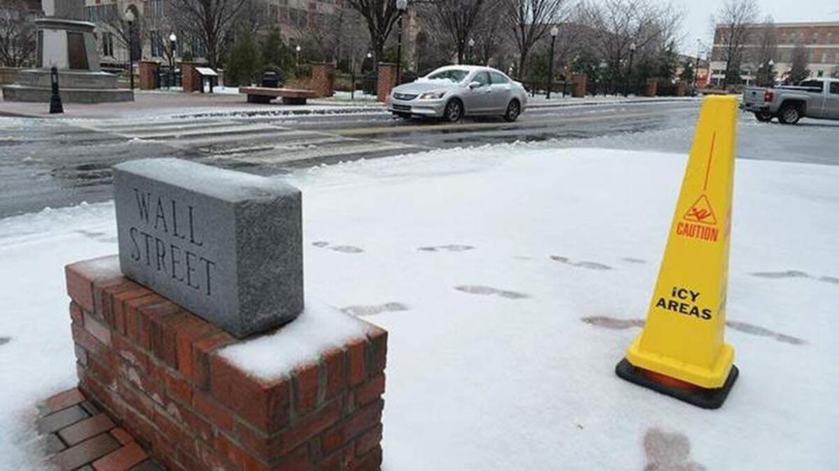 Downtown Spartanburg as the winter storm picks up its intensity as the temperature drops on Friday of Jan. 22, 2016.