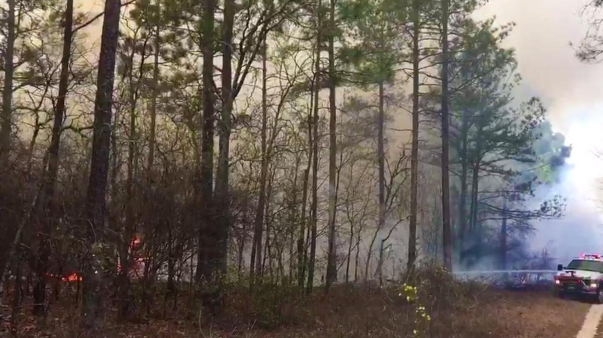 A brush fire in Lexington County off Jennings Road near Pelion.
