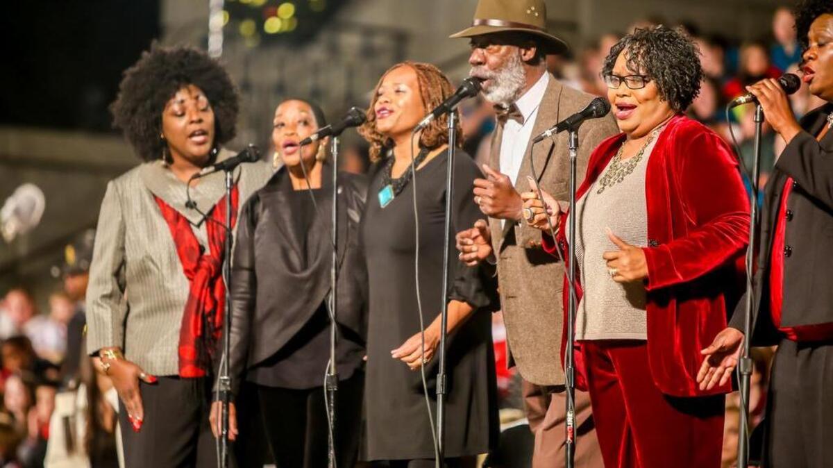 The Gullah dialect runs throughout Lowcountry culture. Here, the Hallelujah Singers, a Gullah ensemble, perform during the Annual Governor’s Carolighting of the South Carolina state tree at the State House in 2014.