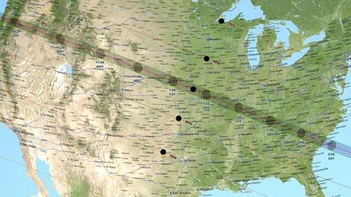 Total solar eclipse path, August 21, 2017.