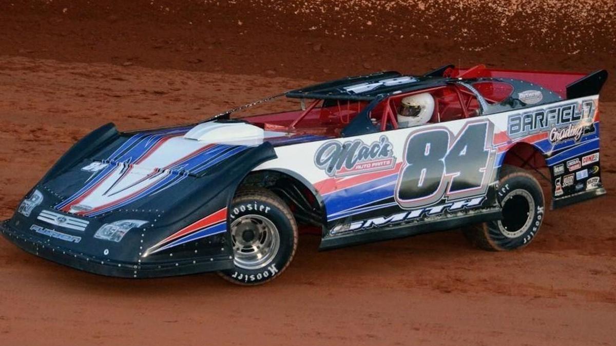 Randy Smith’s dirt track race car. He was arrested after an on-track incident at the I-77 Speedway in Chester.