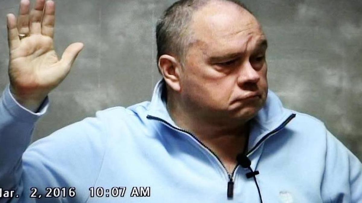 Former Horry County Detective Allen Large swears to tell the truth during a court deposition that is part of a several lawsuits accusing him of sexual assault.
