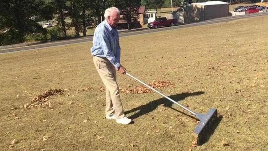Larry Gibson describes his invention, which he says will make conventional leaf rakes obsolete.