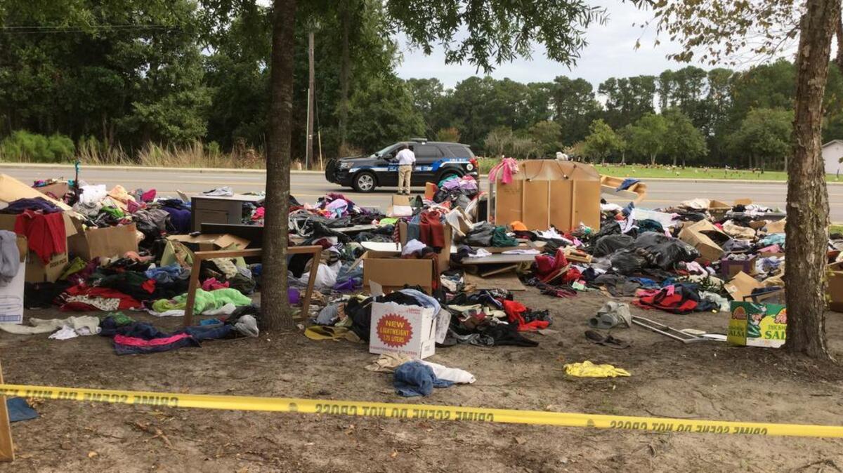 Clothes, furniture and other items were moved to the side of Robert Smalls Parkway in Beaufort after an eviction noticed was served at Vintage 154, a thrift store.