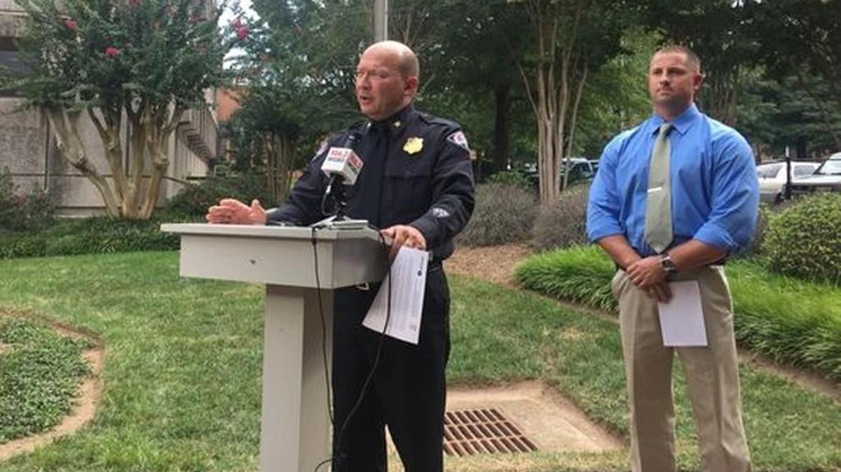 Greenville Police Chief Ken Miller and Sheriff's Office Master Deputy Ryan Flood address the recent clown sightings Thursday.