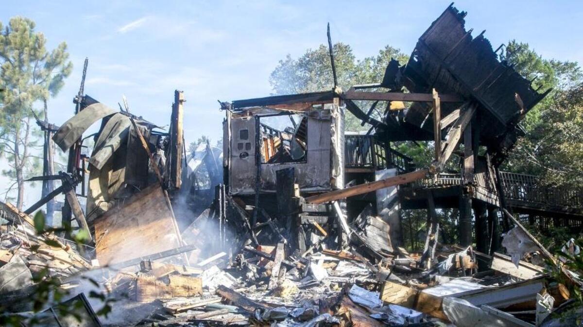 The Nature Center at Huntington Beach State Park was consumed by fire in the early morning hours of Wednesday, July 20, 2016. Crews from multiple fire departments responded to the blaze. Firefighters and Park Rangers are still on the scene spreading debris to put out the last hotspots and investigating the blaze.