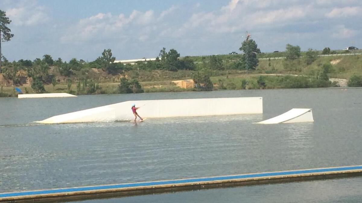 A rider tries out the new Shark Wake Park in North Myrtle Beach.