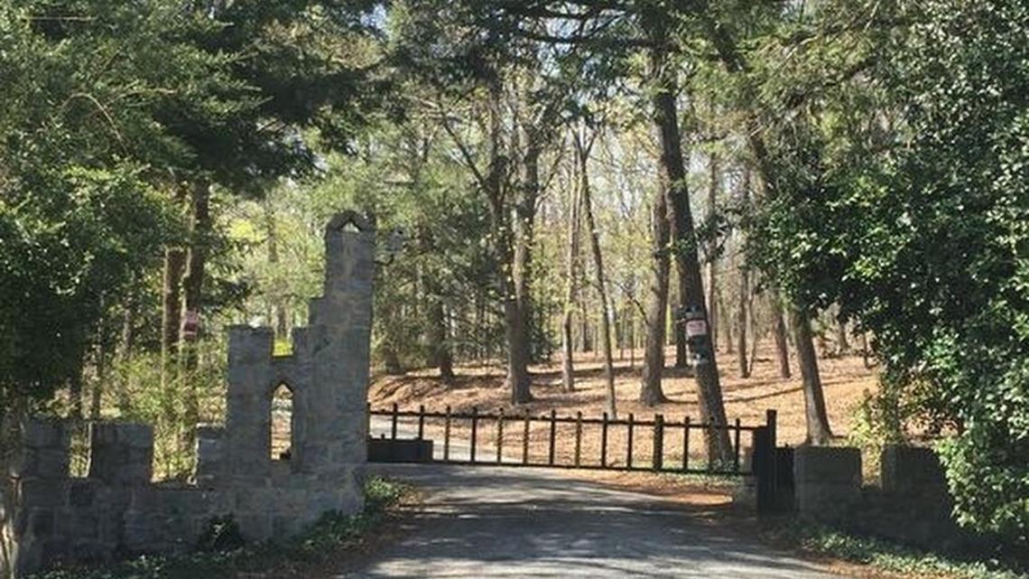 Gated entrance to Stephenson property on Altamont Road.