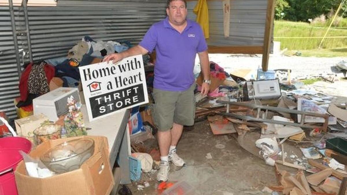 
 Alex Richey, director of Home with a Heart, at the scene of a fatal accident Aug. 15 in which a loose trailer slammed into a thrift shop in Easley operated by the ministry. 
