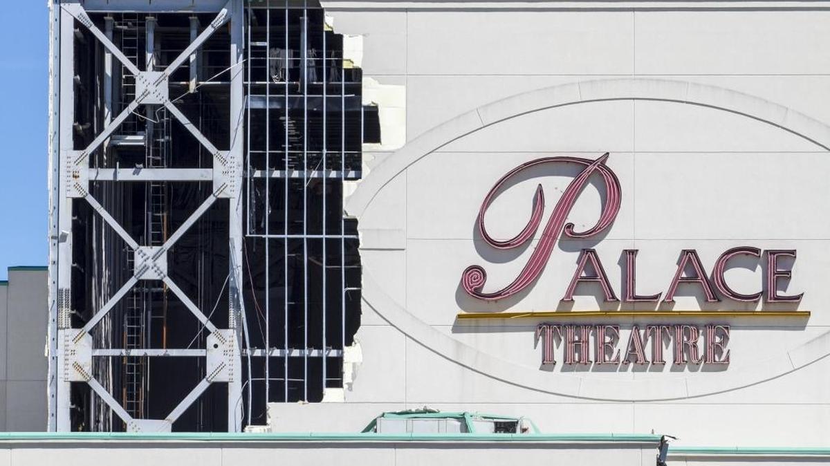 The Palace Theater, a Myrtle Beach landmark for over two decades is slated to be demolished. Storm damage from Hurricane Matthew left a large hole in the facade. Tuesday, April 11, 2017.