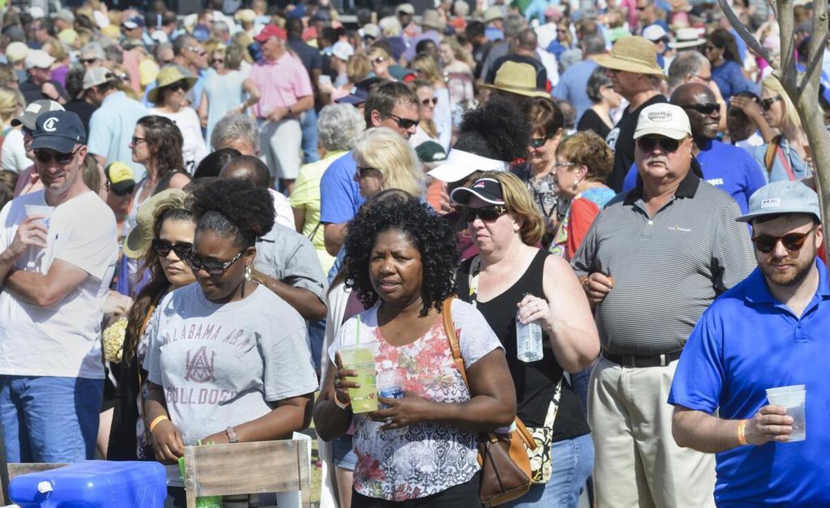 Perfect weather on Feb. 25, 2017 meant the hungry crowds were out in force for the 10th Annual Hilton Head Island Seafood Festival at Shelter Cove Community Park. Here, people line up for a seafood nosh at the event, which was the culmination of a week of culinary and beverage activities on Hilton Head Island. In addition to all kinds of seafood, Saturday’s festival featured a new VIP lounge, a kids zone, an artisan market, celebrity chef demonstrations and music from the acclaimed Town Mountain Band bluegrass band and local favorite, Deas-Guyz.