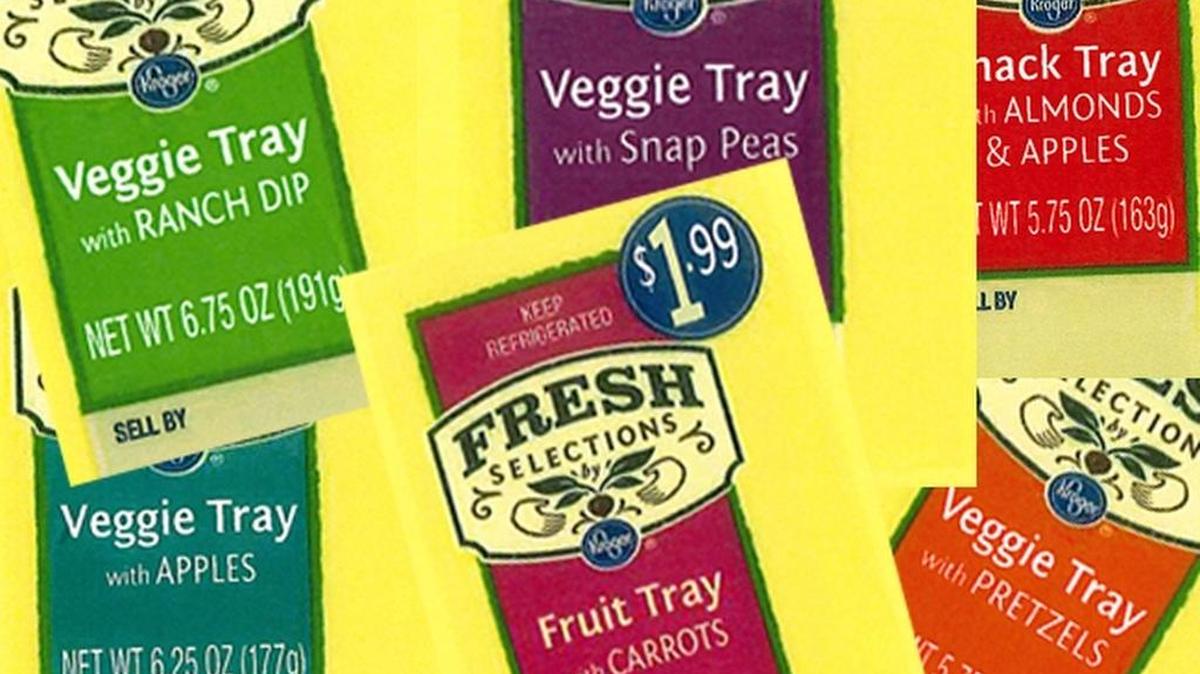 Product labels of recalled snack kits