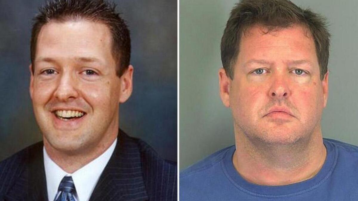 Ted Kohlhepp business photo (on left) booking photo (on right.)