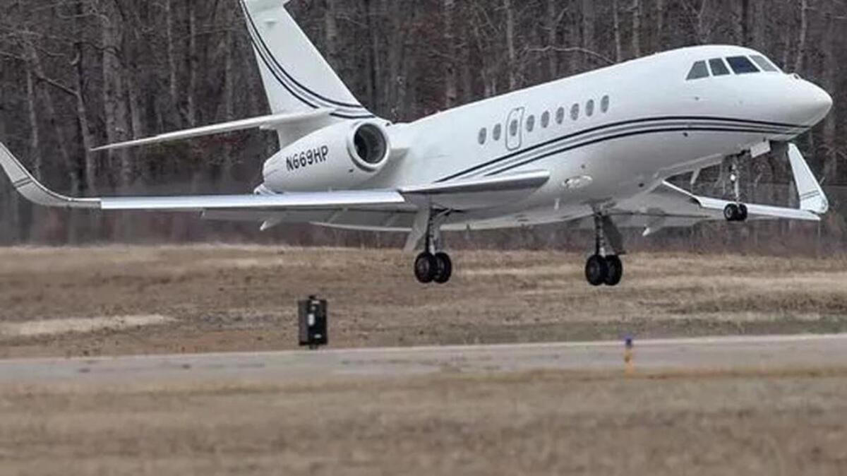 A corporate jet lifts off the runway at the Anderson Airport in Anderson earlier this year.