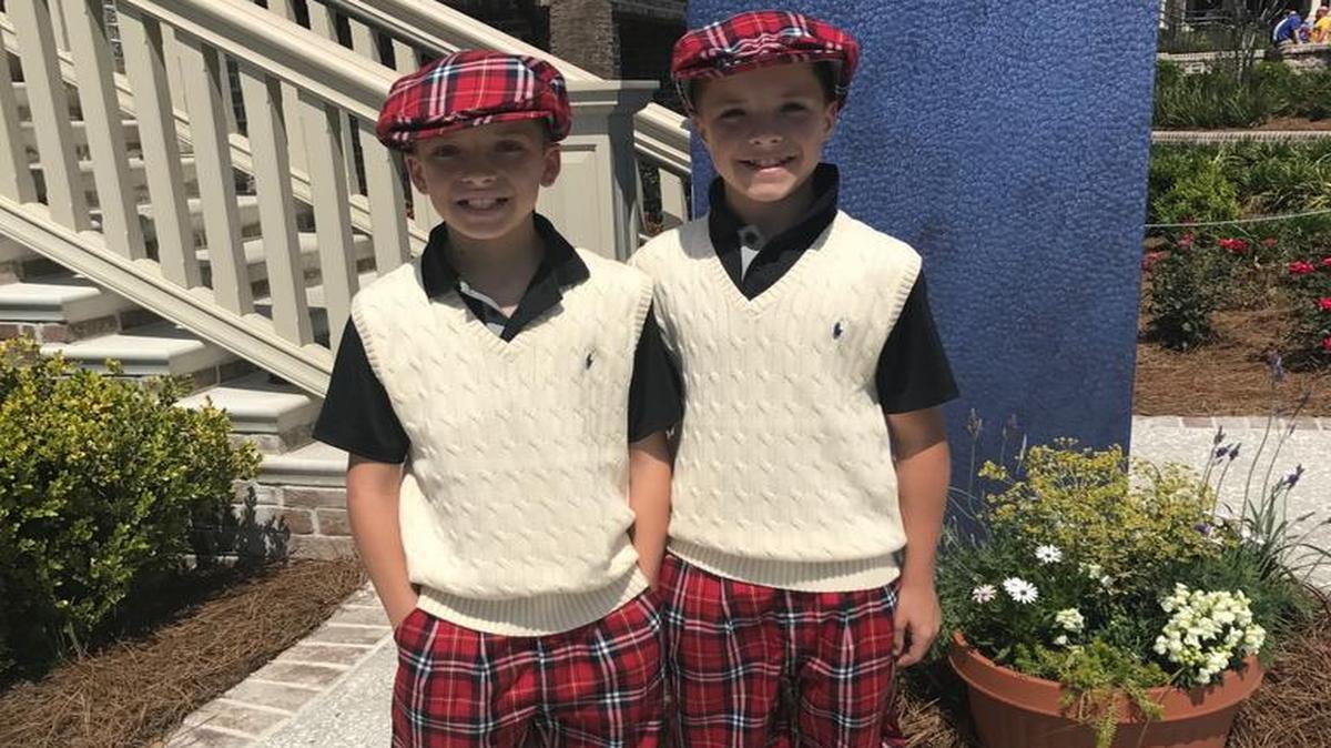 These brothers sported smart plaid knickers and caps at RBC Heritage Presented by Boeing Friday.